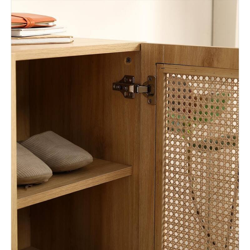 Stylish Rattan Mesh Shoe Cabinet with Ample Storage for Entryway or Living Room Organization