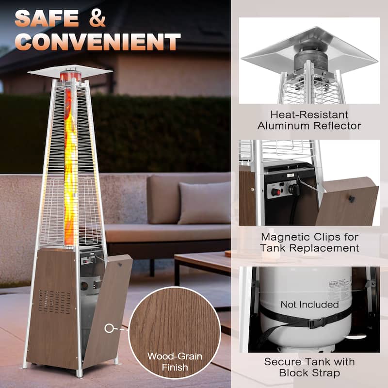 Outdoor 48,000 BTU Pyramid Propane Gas Patio Heater with Wheels