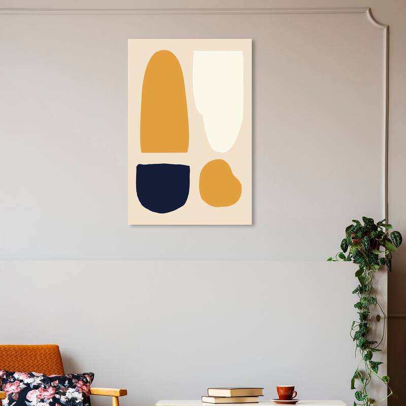 Wynwood Studio Canvas Abstract Shapes in Color II Yellow and Mustard Scandinavian Wall Art Canvas Print - 30 x 20