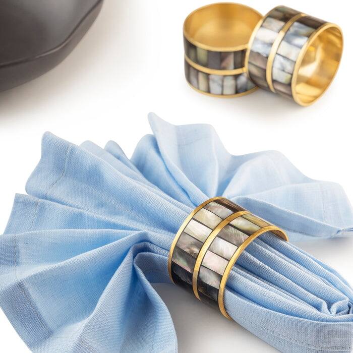 Primrose Black Pearl Napkin Rings, Set of 6
