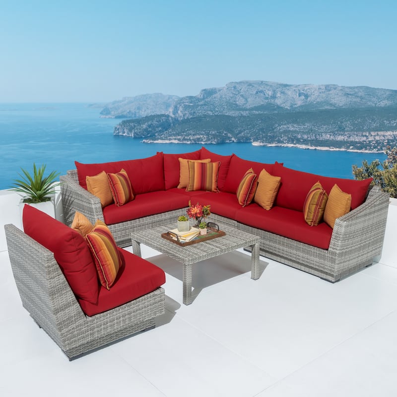 Cannes 6 Piece Sunbrella Outdoor Patio Sectional & Table