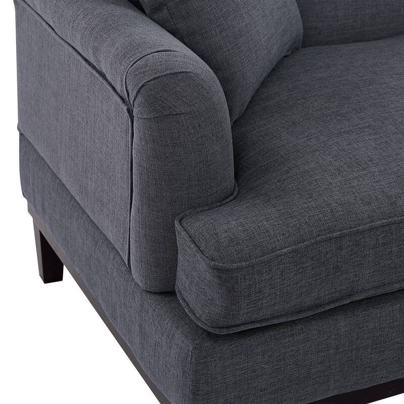 Country Upholstered Sofa 3seater Oversized Loveseat Wrinkles Arm Couches Linen Fabric Sofas