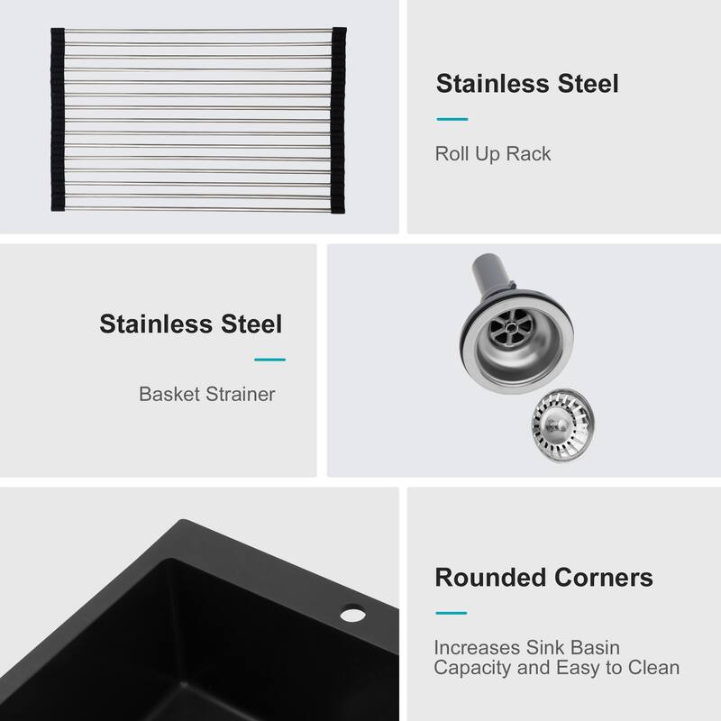 Drop-In Single Bowl Quartz Kitchen Sink