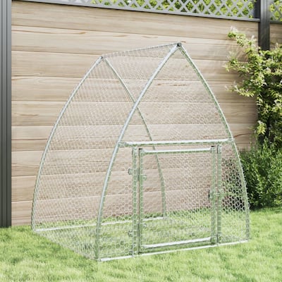vidaXL Rabbit Hutch Bunny House Animal Enclosure Silver Galvanized Steel