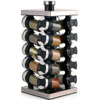 20 Jar Spice Rack with Spices Included - Tower Organizer for Kitchen ...