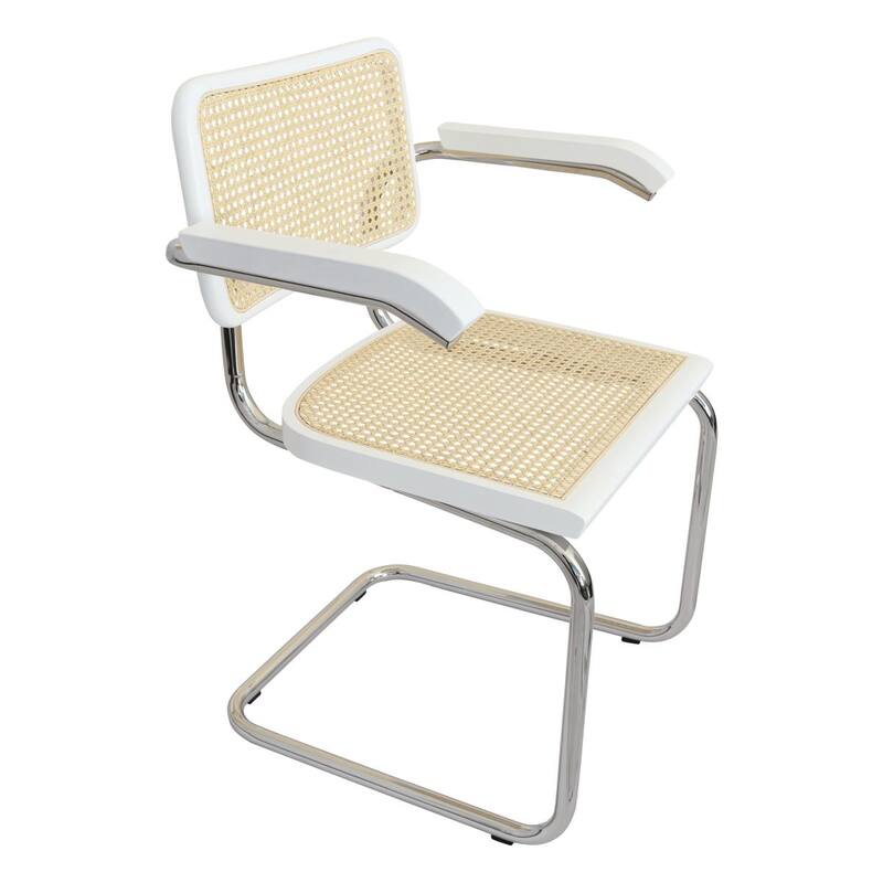 Breuer Chair Company Marcel Breuer Cesca Cane Cantilever Armchair Arm Chair w/ Chrome Steel Frame (Various Wood & Cane Colors)