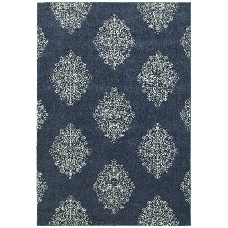 Vista Home Vallentuna Medallions Blue/Ivory Area Rug - 6' 7" x 9' 6" - Blue/Cream - Rectangle