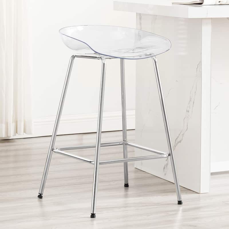 26" PC Clear Counter Stool, Bar Stools with Metal Legs - 29.9"H x 18.5"W x 18.1"D