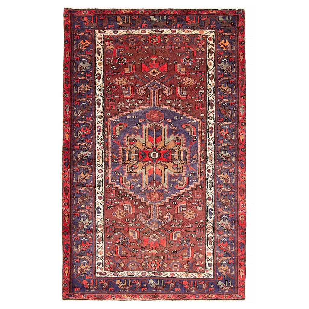 ECARPETGALLERY Hand-knotted Andelz Red Wool Rug - 4'3 x 6'11