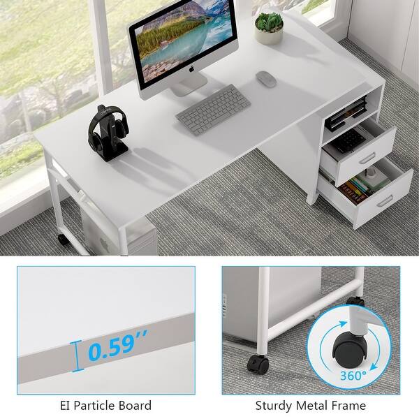 47 Computer Desk With 360 Free Rotating Reversible Storage Cabinet Overstock 31864552