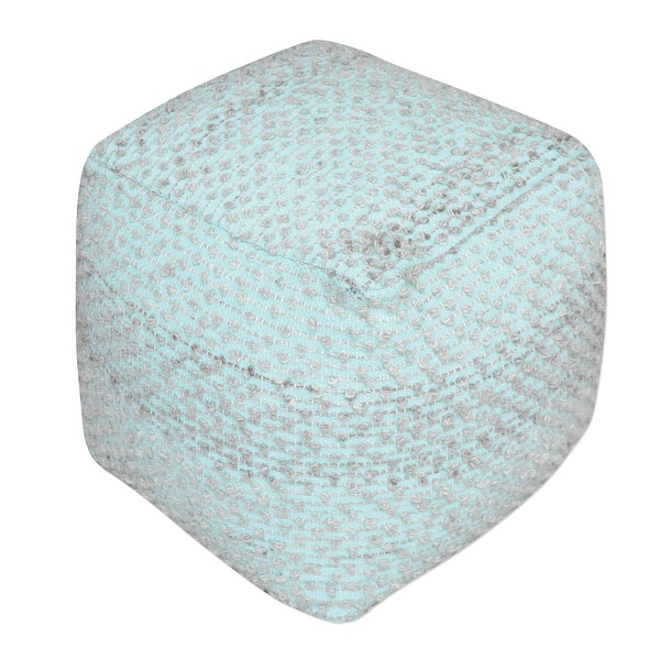 18” Valda Aqua Wool Pouf - N/A