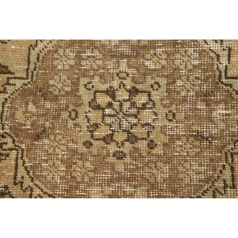 Hand Knotted Oriental 100% Wool Carpet Traditional Medallion Yellow & Gold Tabriz Area Rug - 4' 8'' X 3' 3''