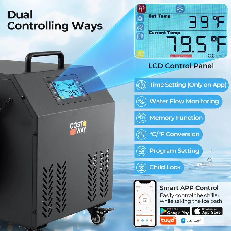 Costway Ice Bath Water Chiller with Universal Wheels Filtration System - See Details