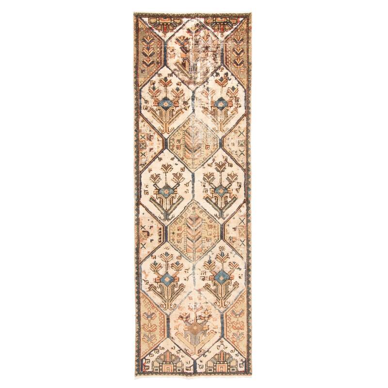 ECARPETGALLERY Hand-knotted Antalya Vintage Beige Wool Rug - 2'8 x 8'6