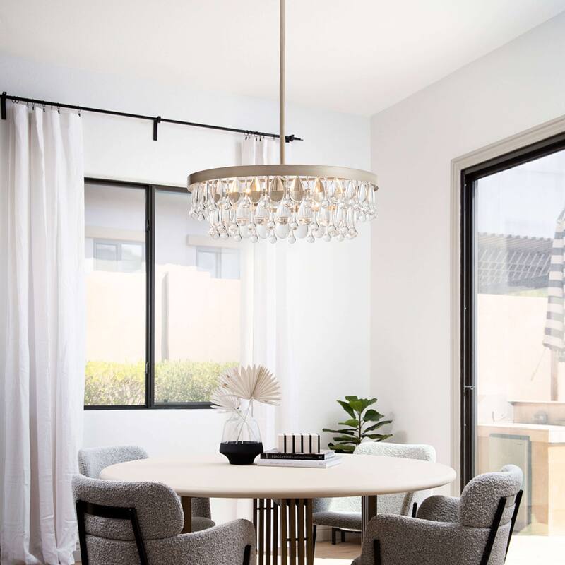 Viviana 4-light Crystal Teardrop Round Chandelier