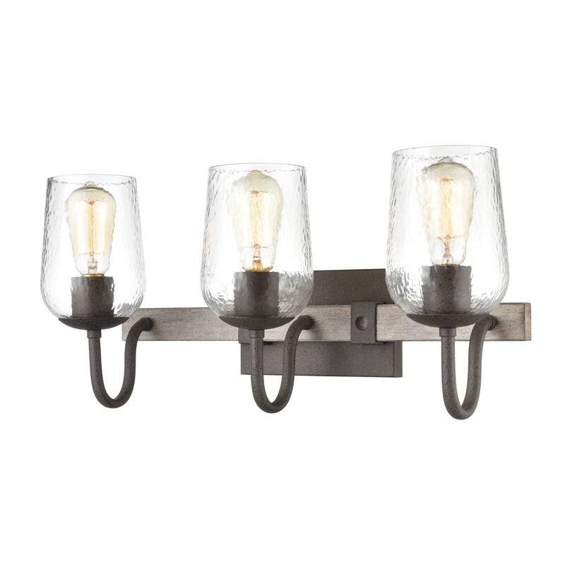 Elk Home Dillon Vintage Rust With Hammered Glass 3 Light Vanity Light