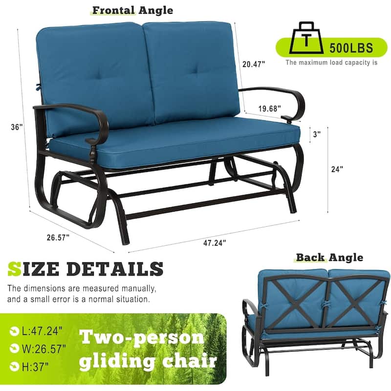 4-Piece Outdoor Patio Conversation Set, Glider Bench and Rocker Chairs with Bistro Table and Cushions
