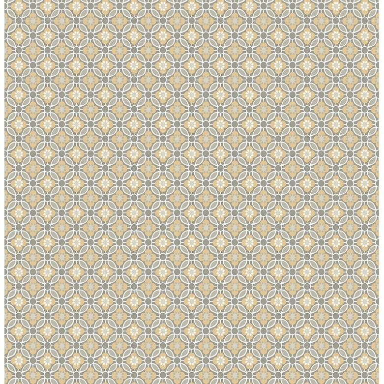 Brewster Audra Mustard Floral Wallpaper - 20.5in x 396in x 0.025in
