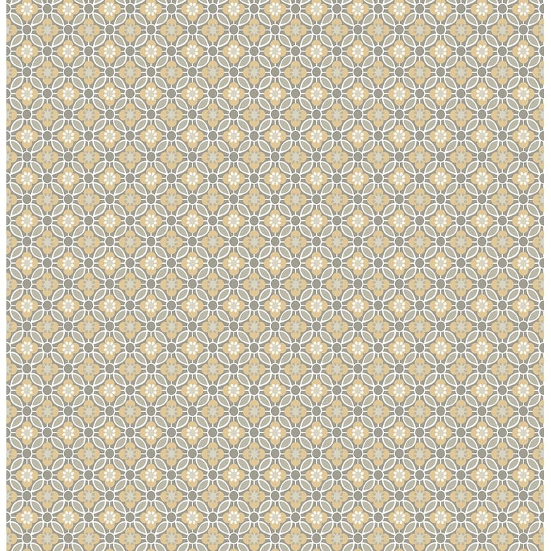 Brewster Audra Mustard Floral Wallpaper - 20.5in x 396in x 0.025in