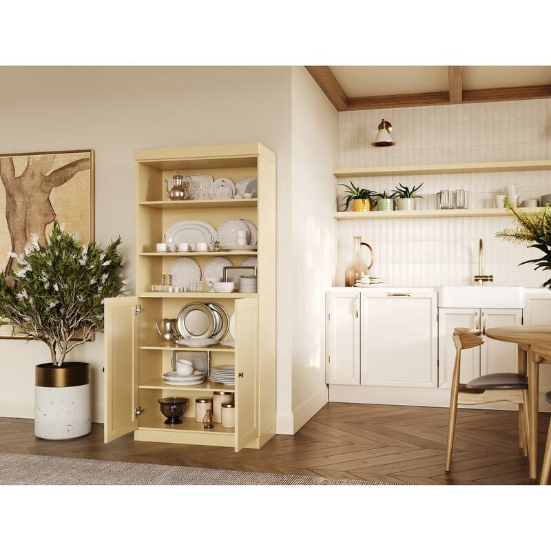 Palace Imports 100% Solid Wood 32" Pantry Cabinet with Shaker Doors and Adjustable Shelves