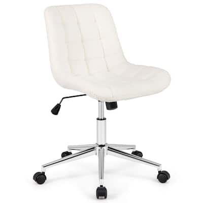 Costway Upholstered Armless Office Chair with Adjustable Height &