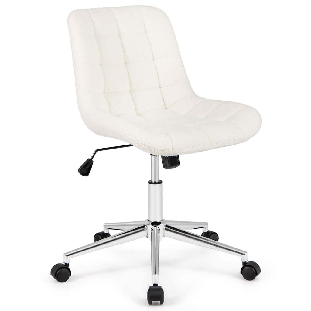 Costway Upholstered Armless Office Chair with Adjustable Height &