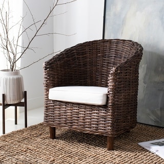 SAFAVIEH Omni Rattan Barrel Chair with Cushion - 29.1" x 27.2" x 32.7"