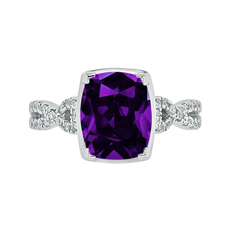 Auriya 2 1/3ct Cushion-cut Purple Amethyst and Diamond Engagement Ring 1/5ctw 14kt Gold