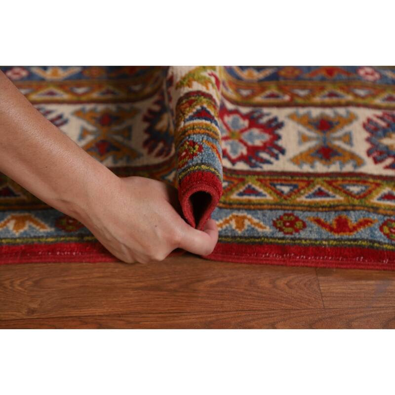 Traditional Geometric Red Kazak Oriental Wool Area Rug Hand-knotted - 6'7" x 9'9"