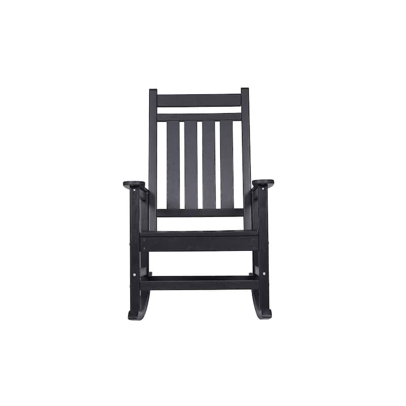 Outdoor Wooden Oversized Rocking Chair, All Weather Resistant Porch Rocker for Lawn Garden, White