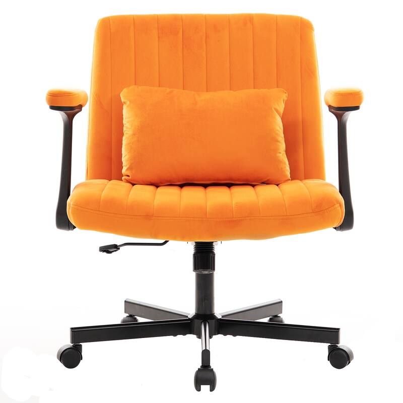 Velvet Swivel Office Chair with Wheels, Comfy Criss Cross Upholstered Vanity Chair, Desk Chair with Adjustable Height