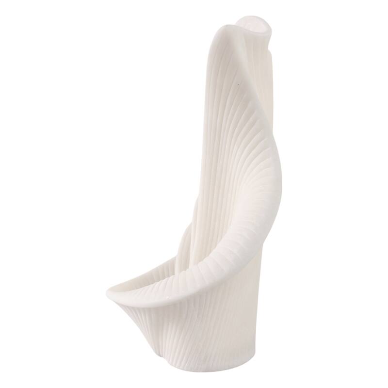 Resin Sculpture Modern Fan-Shaped Abstract Design - 16" White - 14" x 8" x 16"