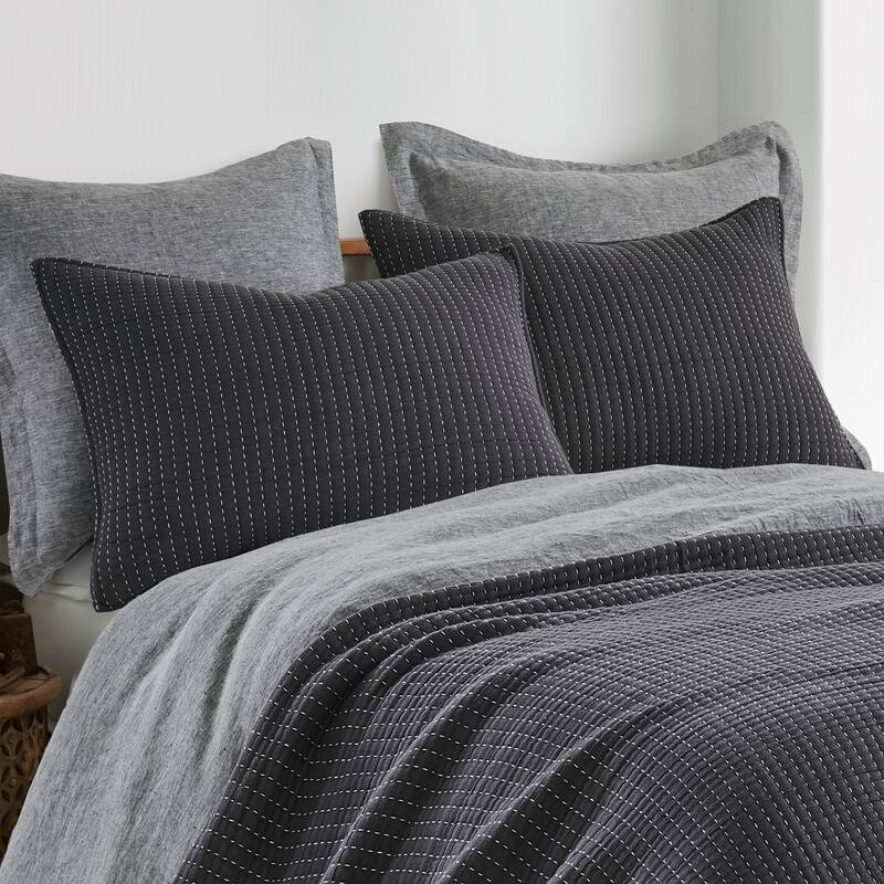 Caden Cotton Gauze Grey Magnet Coverlet Full/Queen