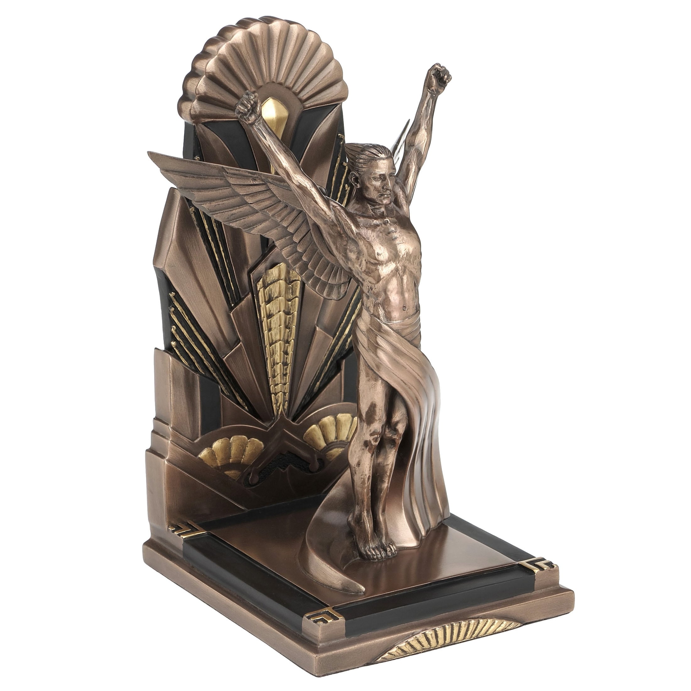 9.06 in H Art Deco Style Male Figure Single Bookend Cold Cast Copper