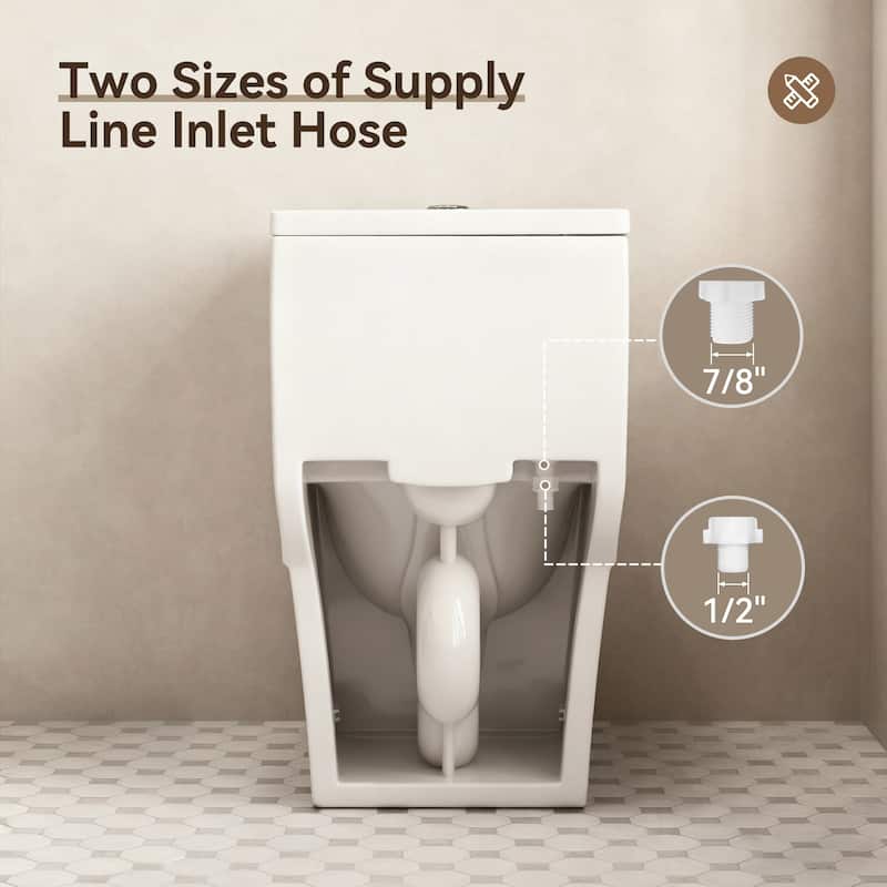 HOROW 1 Piece Dual Flush Elongated Toilet White 0.8/1.28 GPF Seat Included - N/A