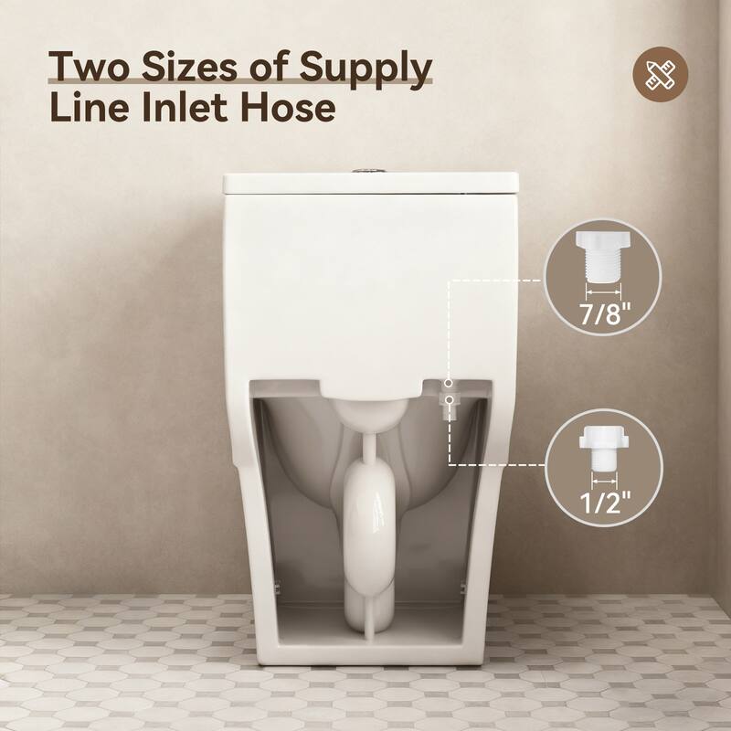 HOROW One Piece Dual Flush Elongated Toilet in White Skirted Design 12 Inch Rough In with Seat Included - N/A