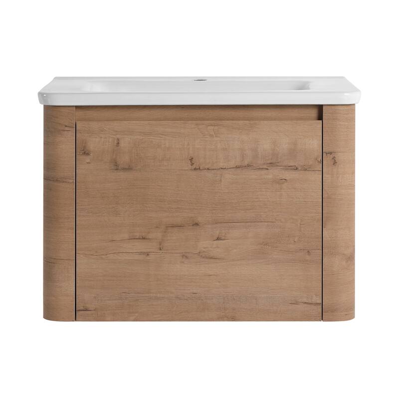 Floating Bathroom Vanity with Sink, Wall-Mounted Bathroom Storage Cabinet, Vanity Cabinet & Ceramic Sink Set