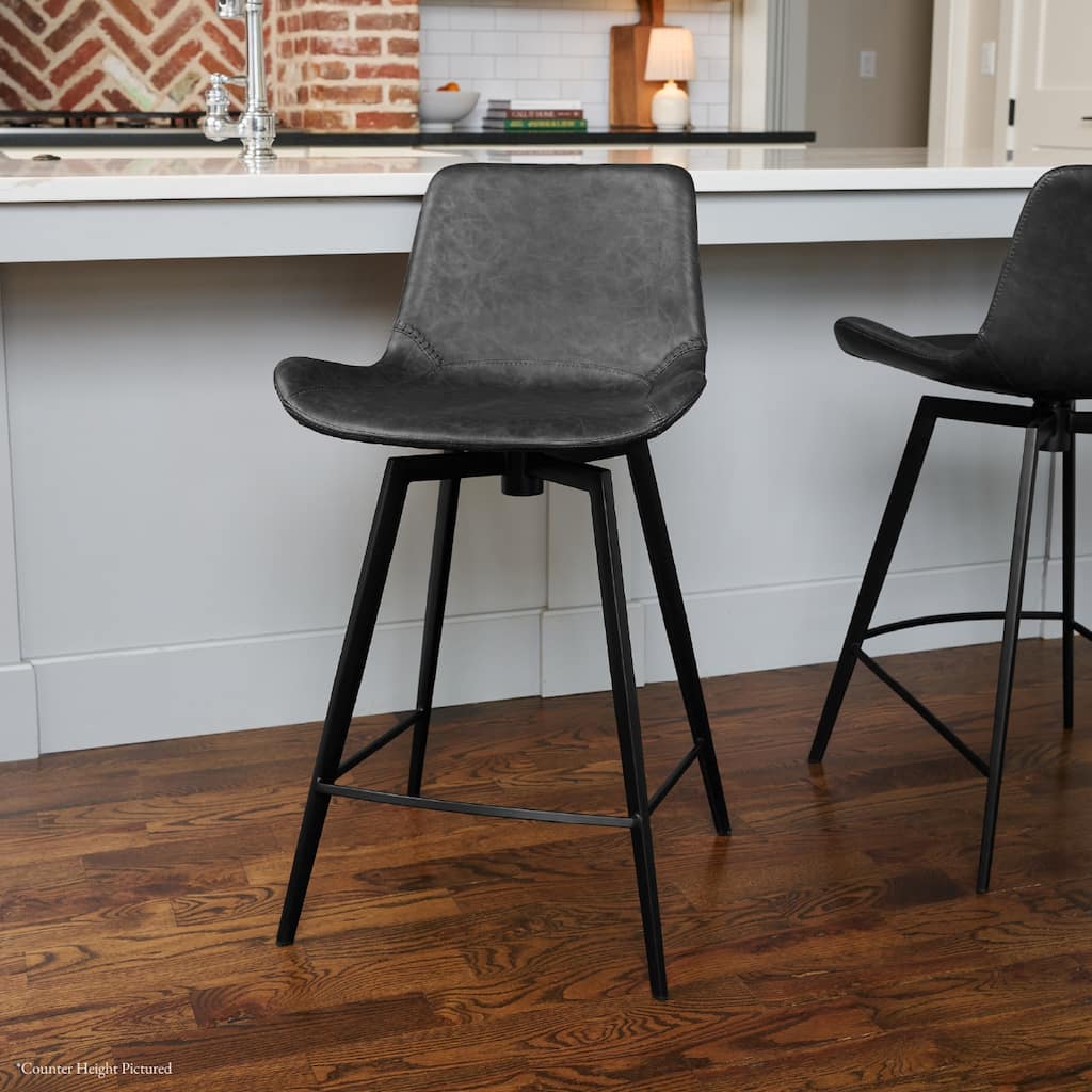 Maven Lane Victor Metal & Vegan Leather Kitchen Dining Stool