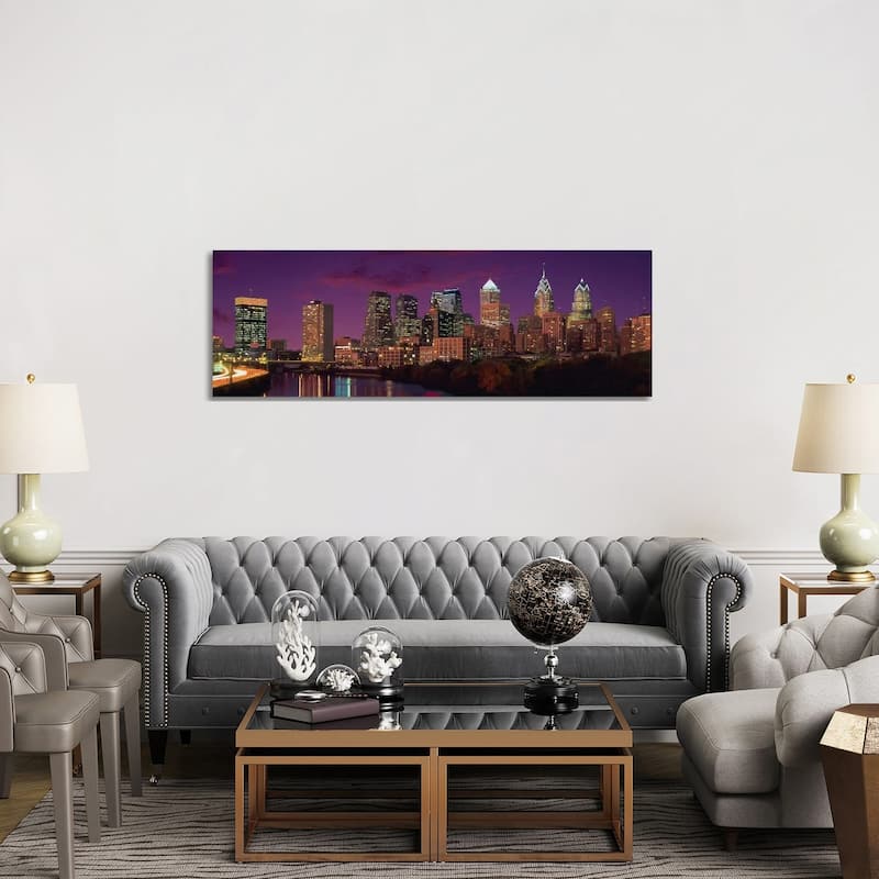 iCanvas "Philadelphia Panoramic Skyline Cityscape (Sunset)" by Unknown Artist Canvas Print - 20x60x1.5