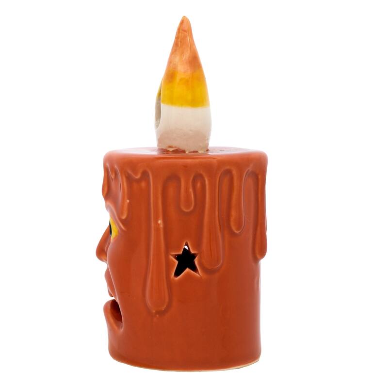 National Tree Company 7" Orange Halloween Porcelain Candle (Set of 2) - 7 in