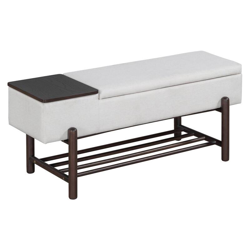 Modern 47.2" Upholstered Storage Bench with Hidden Compartment for Entryway and Living Room
