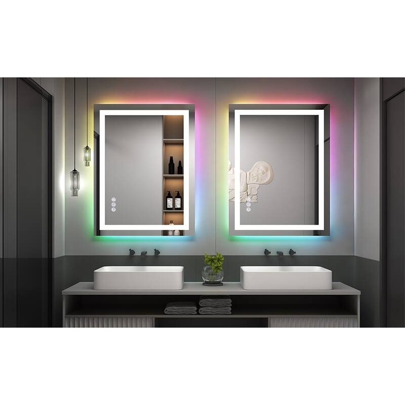 LED & RGB Lighted Anti-Fog Temperd Glass Wall Bathroom Vanity Mirror