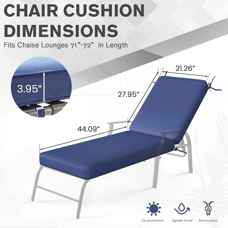 AECOJOY Chaise Lounge Cushions Outdoor Set of 2, Patio Lounge Chair Cushion for Outdoor Furniture