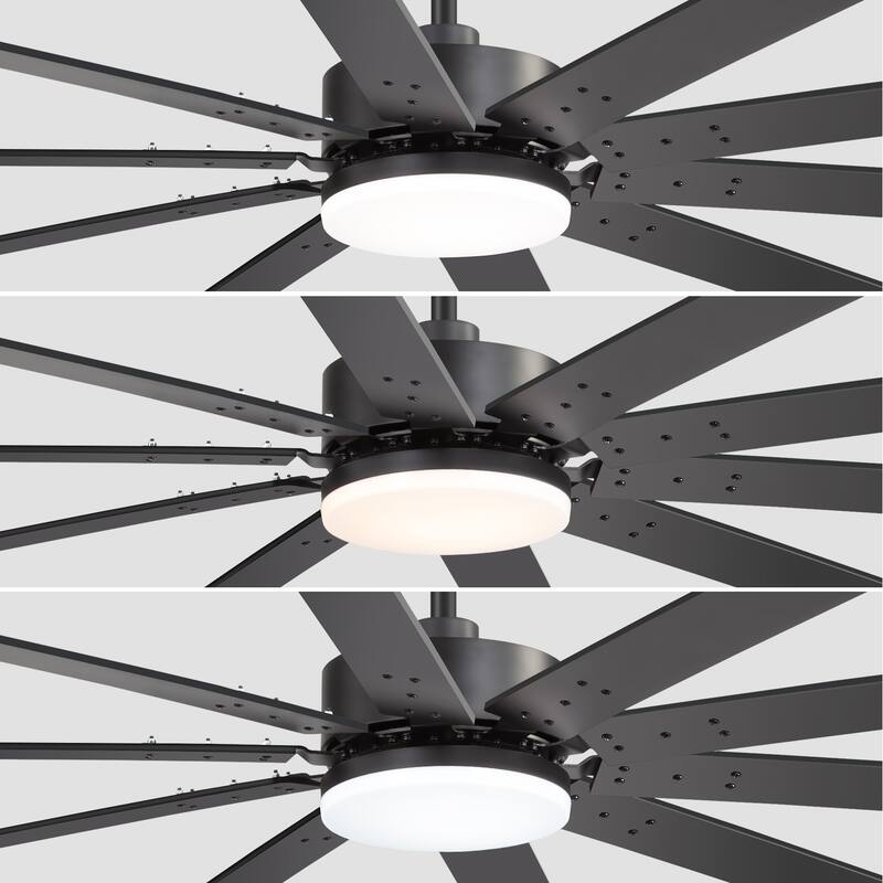 Large 84"/72" Reversible 10-Blade Integrated Ceiling Fan with LED Light Kit and Remote