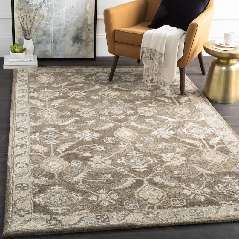 Livabliss Traditional Caesar Border Area Rug - 2' x 3' - Dark Brown