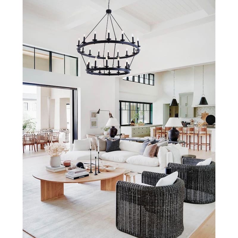 28-Lights Multi Layer Design Chandelier - 47.2"D×4.7"W×94.9"H(Adjustable)