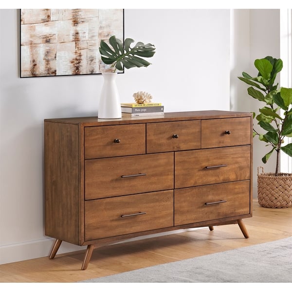 MidCentury Modern 58" 7Drawer Double Dresser On Sale Bed Bath
