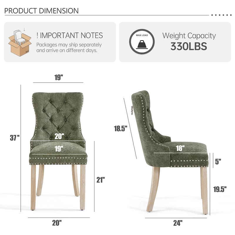 Morden Fort Tufted Dining Chair, Accent Chairs with Studded Trim and Pull Ring