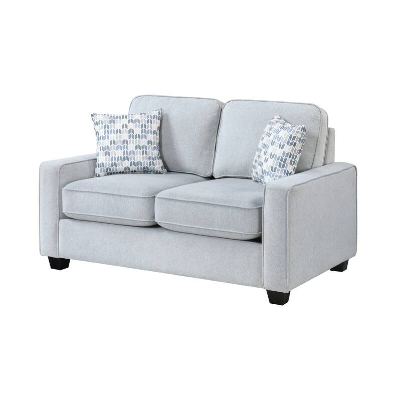Pery Loveseat w 2 Pillows, Reversible Cushions, Light Gray 60 Inch