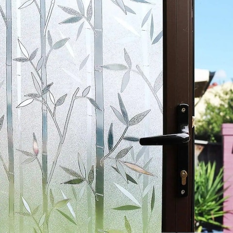 DCP No Glue Self Static Removable Frosted Glass Privacy Window Film, Bamboo
